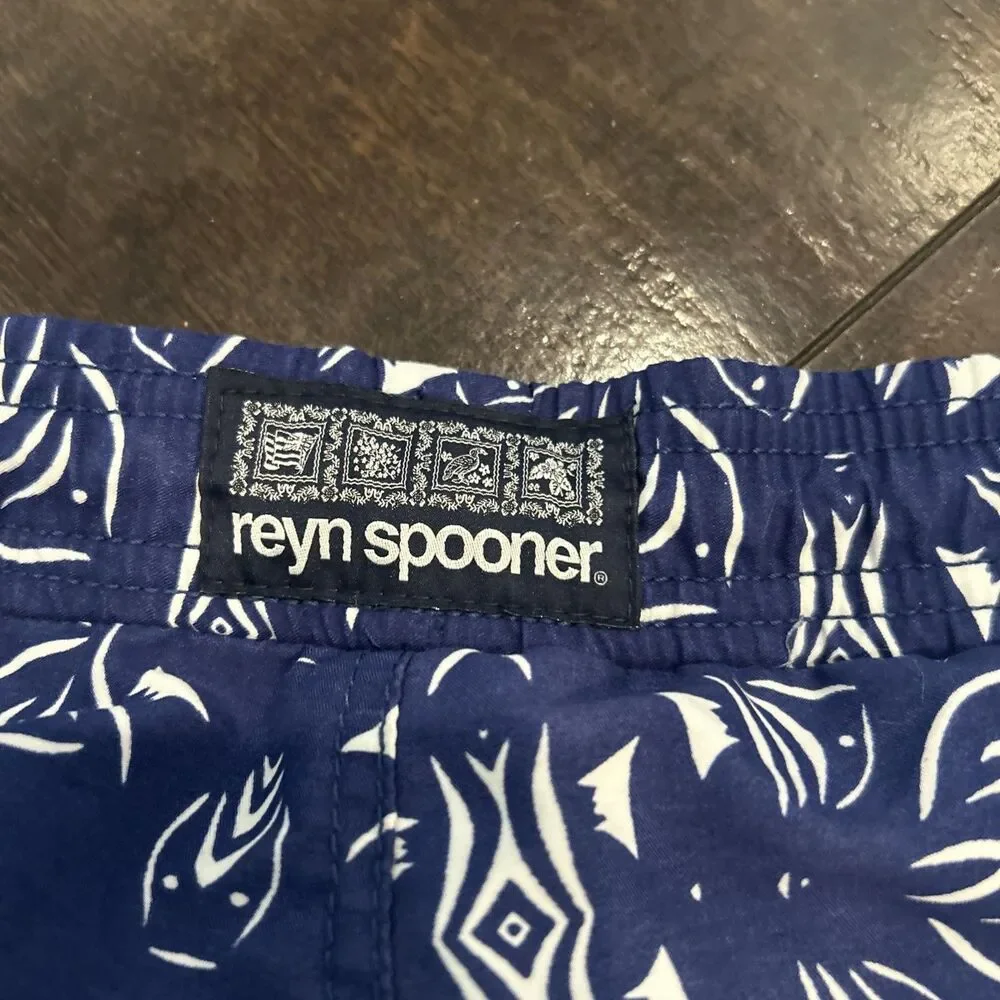 REYN SPOONER Swim Trunks Lined Mens XXL Aloha Blue Orange Shorts 7